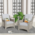 HOOOWOOO, Set di 2 Sedie da Esterno in Rattan Intrecciato con Schienale Alto