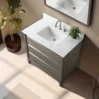 Mobile da Bagno Vanity Art con Lavabo in Ceramica e Top in Marmo Ricomposto