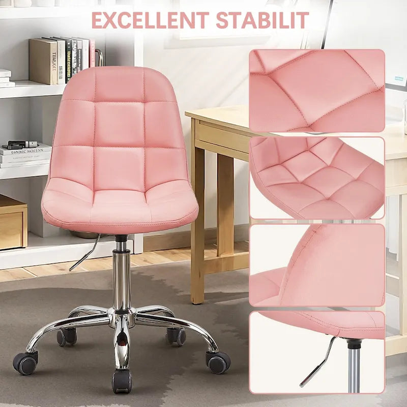 Javlergo Armless Home Office Chair, Height Adjustable Computer Desk Chair with Wheels
