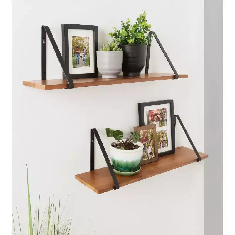 Kate & Laurel All Things Decor Set di 2 mensole in legno Solomon 27" x 8.3" marrone/nero: struttura in metallo, nessun montaggio richiesto