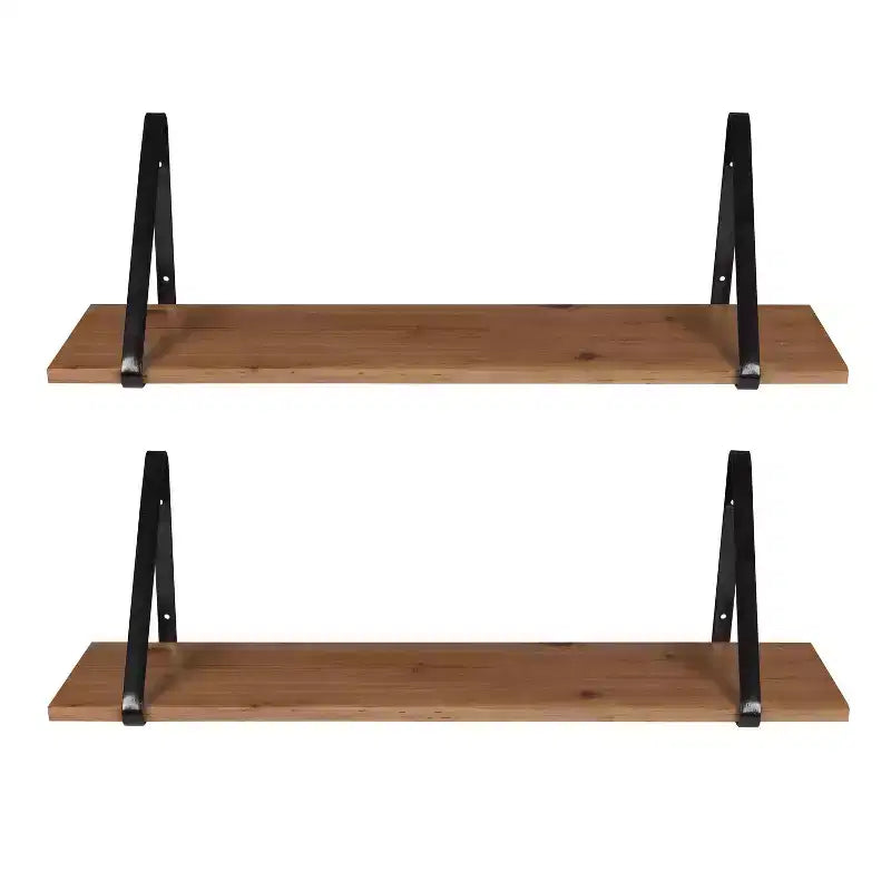 Kate & Laurel All Things Decor Set di 2 mensole in legno Solomon 27" x 8.3" marrone/nero: struttura in metallo, nessun montaggio richiesto