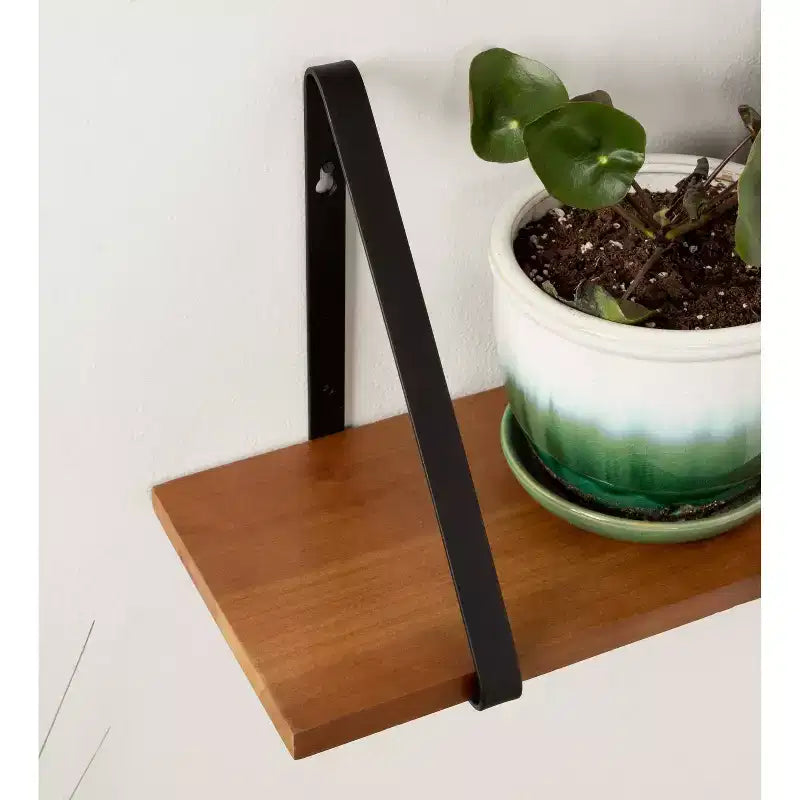 Kate & Laurel All Things Decor Set di 2 mensole in legno Solomon 27" x 8.3" marrone/nero: struttura in metallo, nessun montaggio richiesto