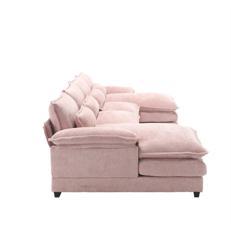 Divano componibile Cloud per soggiorno, divano a U moderno in ciniglia/bouclé, comodo divano letto modulare con doppia chaise longue
