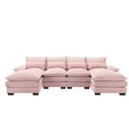 Divano componibile Cloud per soggiorno, divano a U moderno in ciniglia/bouclé, comodo divano letto modulare con doppia chaise longue