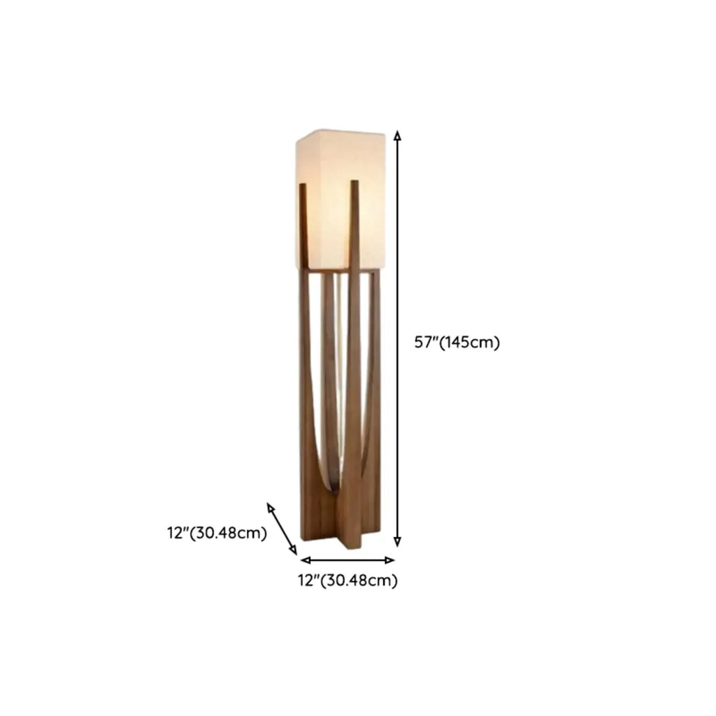 Lampade da terra a LED vintage in legno con paralume in tessuto