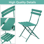 Set bistro pieghevole in metallo da 3 pezzi, set conversazione resistente alle intemperie per esterni/interni, per patio, cortile, giardino