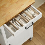 Carrello da Cucina in Legno con Cassetti