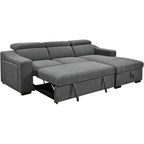 Divano sezionale convertibile Roomfitters 103 con chaise longue contenitore, poggiatesta regolabili, divano angolare letto a L, grigio scuro