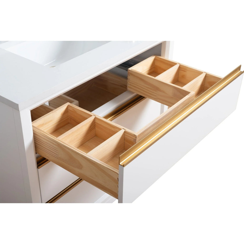 Mobile da Bagno Vanity Art con Lavabo in Ceramica e Top in Marmo Ricomposto