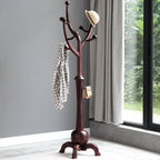 Appendiabiti da terra "ramo d'albero" in legno di gomma con 8 ganci - 24,5L x 70,87H