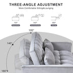Divanetto Futon Moderno in Velluto con Schienale Reclinabile e Tasche, 2 Posti - Grigio Scuro / Grigio Chiaro / Blu / Nero