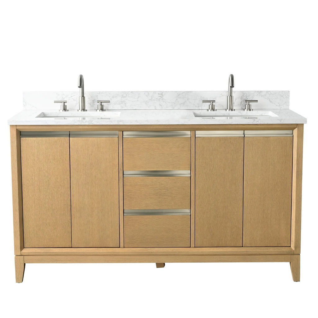 Mobile da Bagno Vanity Art con Lavabo in Ceramica e Top in Marmo Ricomposto