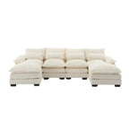 Divano componibile Cloud per soggiorno, divano a U moderno in ciniglia/bouclé, comodo divano letto modulare con doppia chaise longue