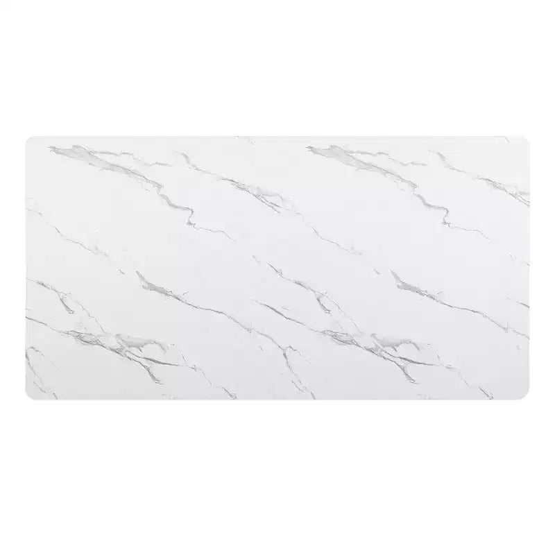 Tavolo da Pranzo di Lusso con Piano in Finto Marmo e Base a Colonna, Struttura Rettangolare in Metallo Bianco per Cucina, 6 Posti - Morden Fort