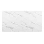 Tavolo da Pranzo di Lusso con Piano in Finto Marmo e Base a Colonna, Struttura Rettangolare in Metallo Bianco per Cucina, 6 Posti - Morden Fort