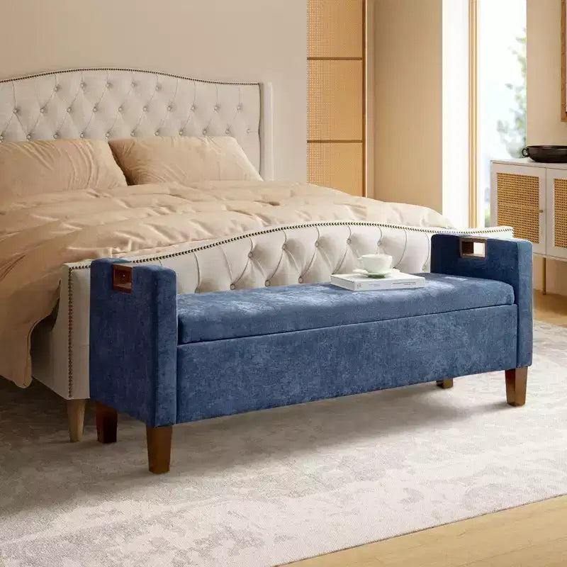 Panca contenitore Daniel con gambe in legno massello e maniglie a incasso|ART OF LIVING DESIGNS