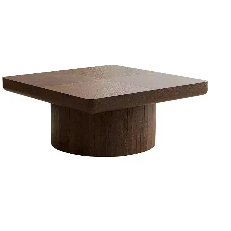 Tavolino Quadrato da Salotto, Top Impiallacciato in Legno con Motivo a Parquet, Noce
