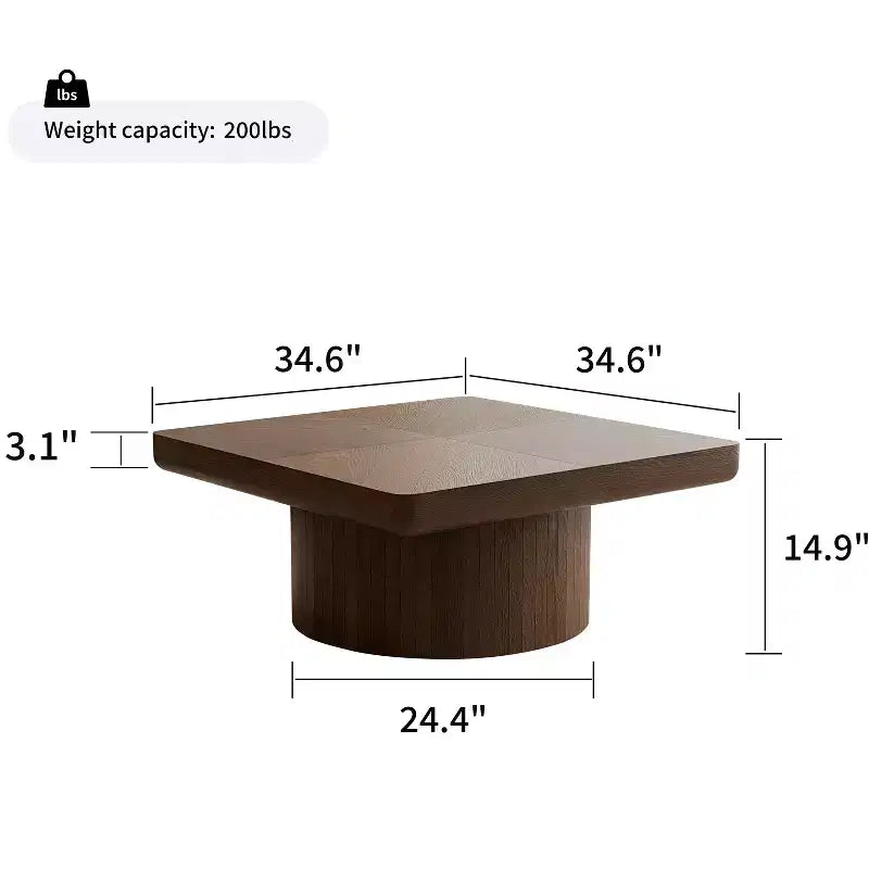Tavolino Quadrato da Salotto, Top Impiallacciato in Legno con Motivo a Parquet, Noce