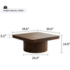 Tavolino Quadrato da Salotto, Top Impiallacciato in Legno con Motivo a Parquet, Noce