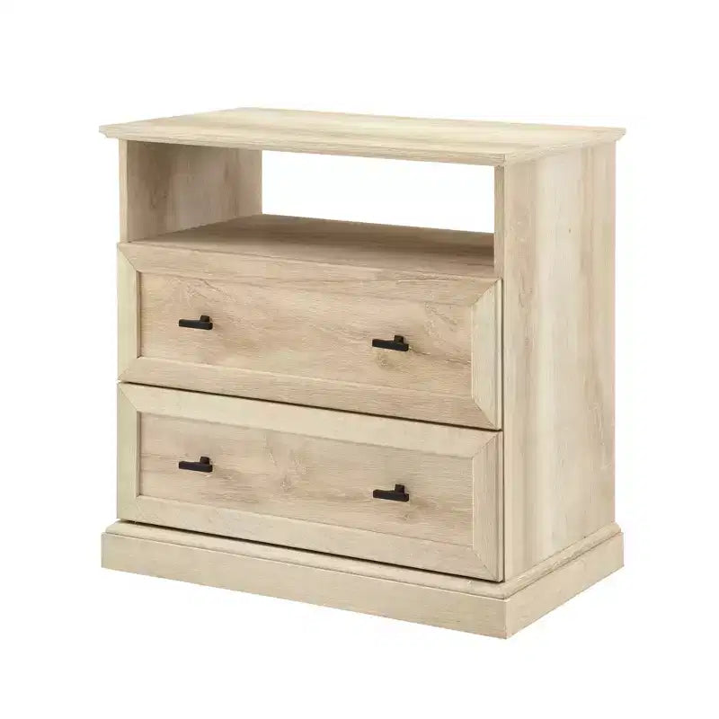 Comodino Transizionale a 2 Cassetti Rovere Bianco - Walker Edison