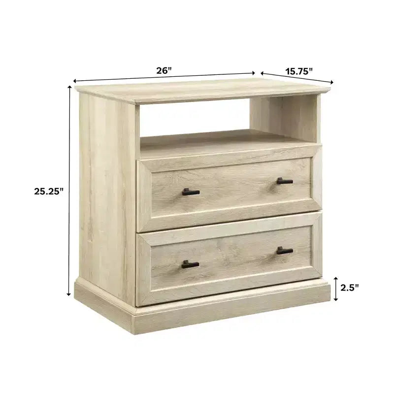 Comodino Transizionale a 2 Cassetti Rovere Bianco - Walker Edison