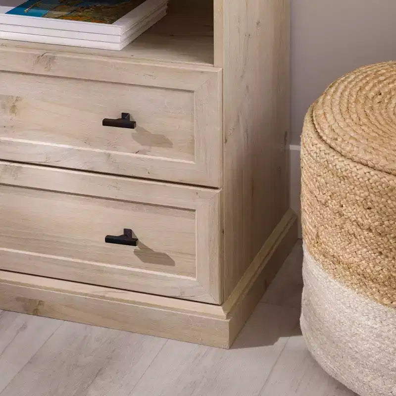 Comodino Transizionale a 2 Cassetti Rovere Bianco - Walker Edison