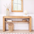Consolle in legno Oakmere Farmhouse con ripiano portaoggetti GDFStudio