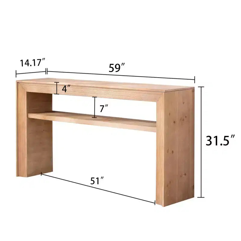 Consolle in legno Oakmere Farmhouse con ripiano portaoggetti GDFStudio