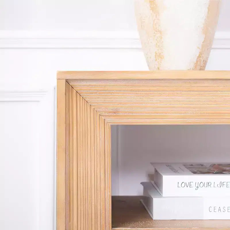 Consolle in legno Oakmere Farmhouse con ripiano portaoggetti GDFStudio