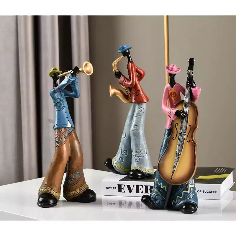 NotArt Set di 5 Statuine di Musicisti Americani - Scultura in Resina Artigianale per Soggiorno,