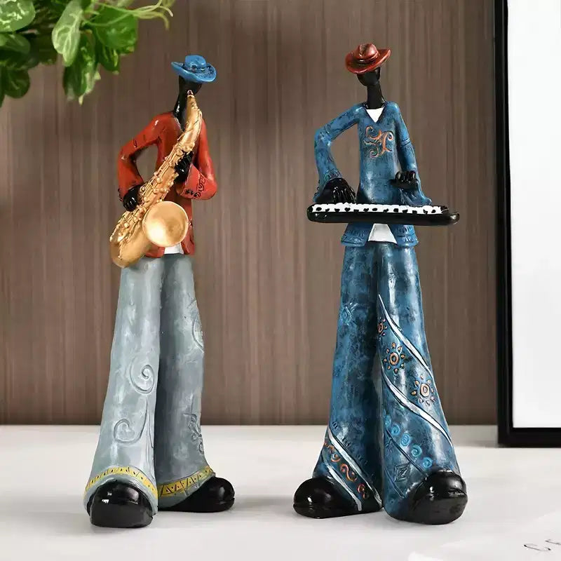 NotArt Set di 5 Statuine di Musicisti Americani - Scultura in Resina Artigianale per Soggiorno,