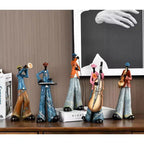 NotArt Set di 5 Statuine di Musicisti Americani - Scultura in Resina Artigianale per Soggiorno,