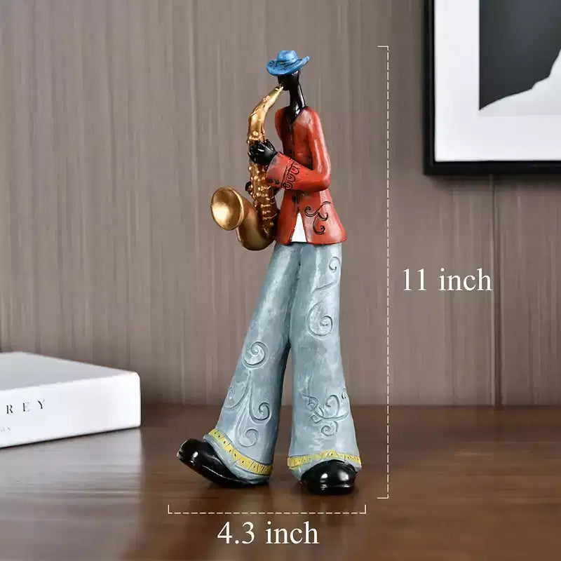 NotArt Set di 5 Statuine di Musicisti Americani - Scultura in Resina Artigianale per Soggiorno,