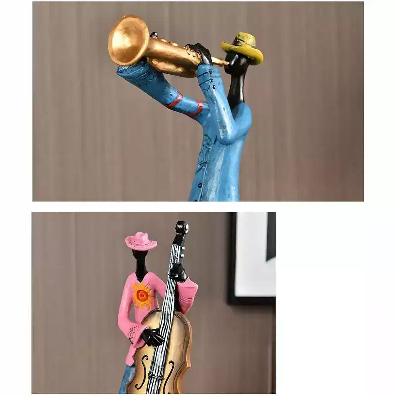 NotArt Set di 5 Statuine di Musicisti Americani - Scultura in Resina Artigianale per Soggiorno,