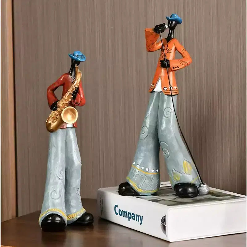 NotArt Set di 5 Statuine di Musicisti Americani - Scultura in Resina Artigianale per Soggiorno,