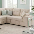 Divano componibile Dyonery 112, divano letto a L a 7 posti / con braccioli chaise longue portaoggetti regolabili in altezza / USB/luce LED, divano letto in ciniglia.
