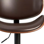 HomeRoots Set di Due Sgabelli da Bar Girevoli Regolabili in Altezza in Similpelle Marrone e Nera con Struttura in Legno e Alluminio