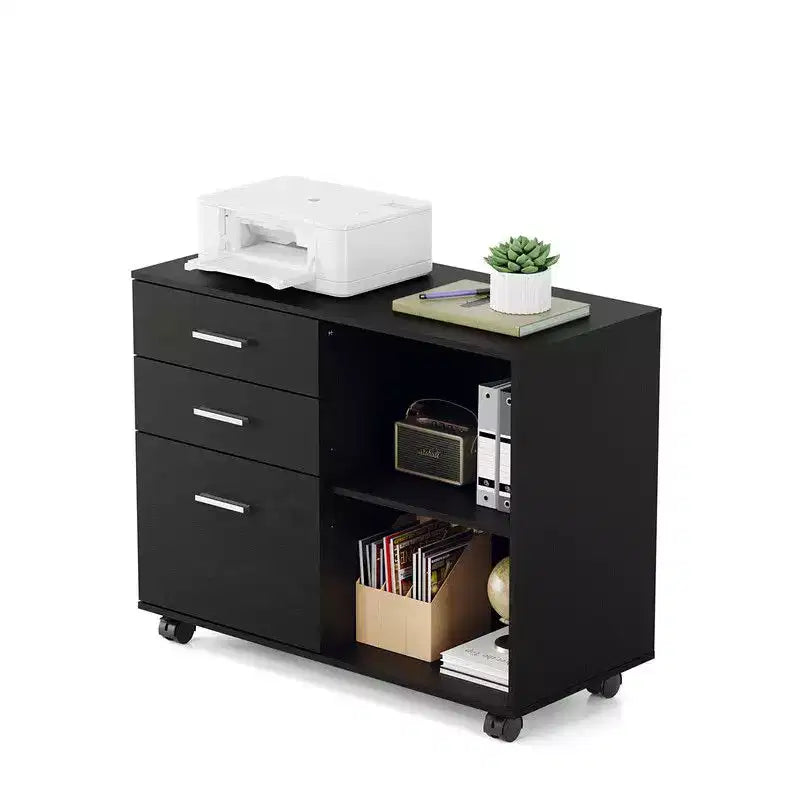Karl Home Classificatore in legno a 3 cassetti largo 80 cm con tavolino laterale piano