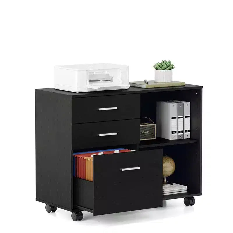 Karl Home Classificatore in legno a 3 cassetti largo 80 cm con tavolino laterale piano