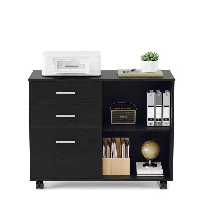 Karl Home Classificatore in legno a 3 cassetti largo 80 cm con tavolino laterale piano