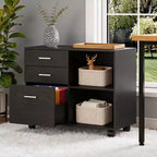 Karl Home Classificatore in legno a 3 cassetti largo 80 cm con tavolino laterale piano