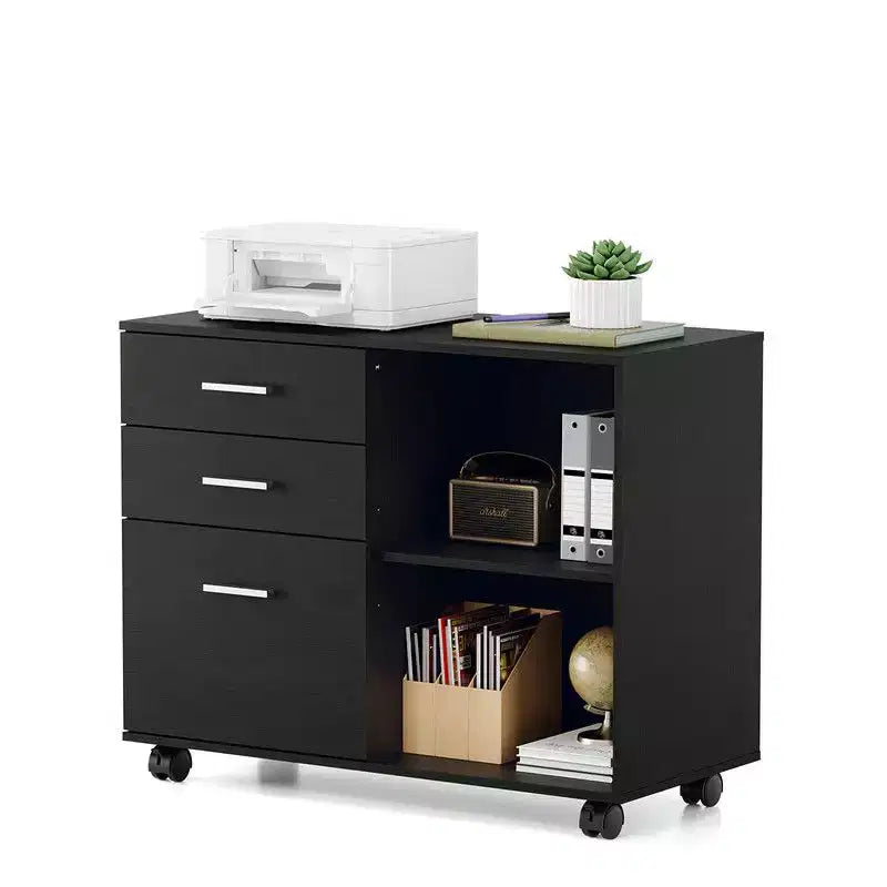 Karl Home Classificatore in legno a 3 cassetti largo 80 cm con tavolino laterale piano