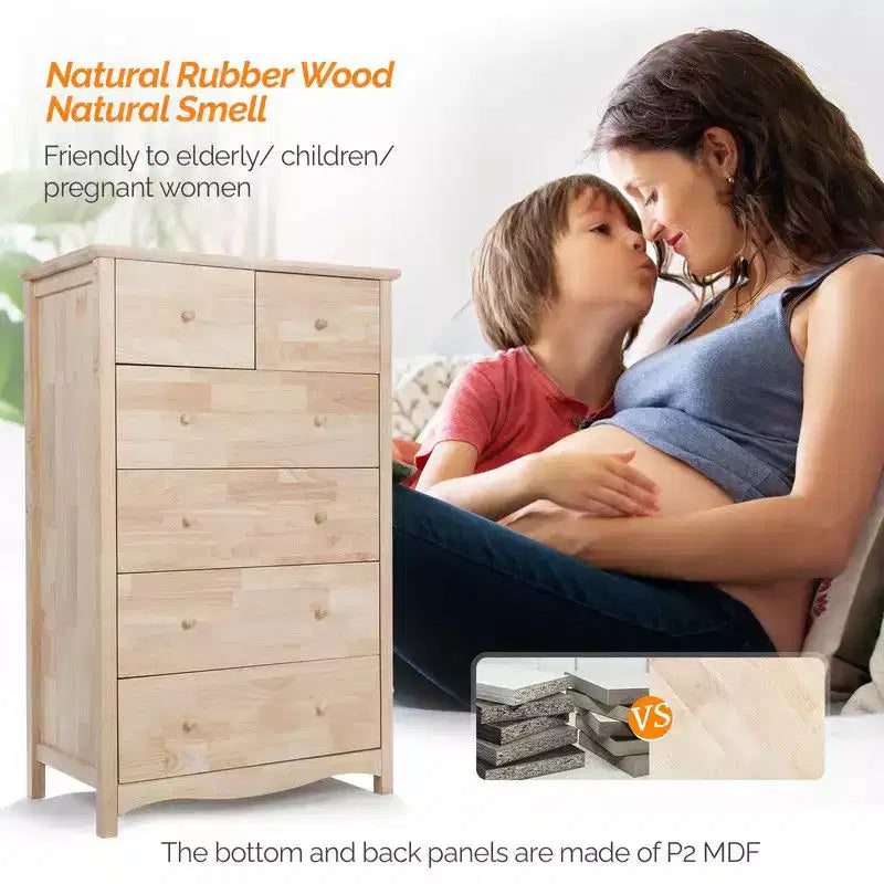 Mobile a 6 cassetti Karl Home in legno di gomma naturale, 1 pz