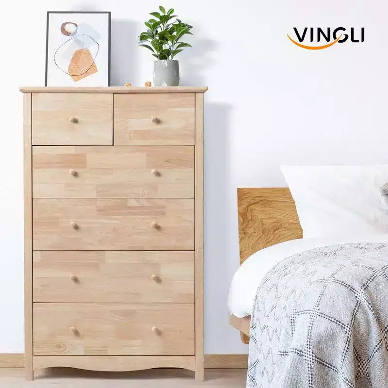 Mobile a 6 cassetti Karl Home in legno di gomma naturale, 1 pz