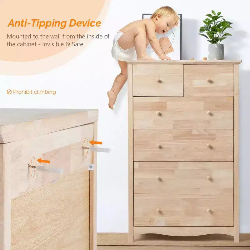 Mobile a 6 cassetti Karl Home in legno di gomma naturale, 1 pz