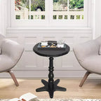 Tavolino rotondo vintage nero da 40 cm, tavolino da caffè con piedistallo in legno, comodino per soggiorno, camera da letto, ingresso
