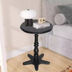 Tavolino rotondo vintage nero da 40 cm, tavolino da caffè con piedistallo in legno, comodino per soggiorno, camera da letto, ingresso