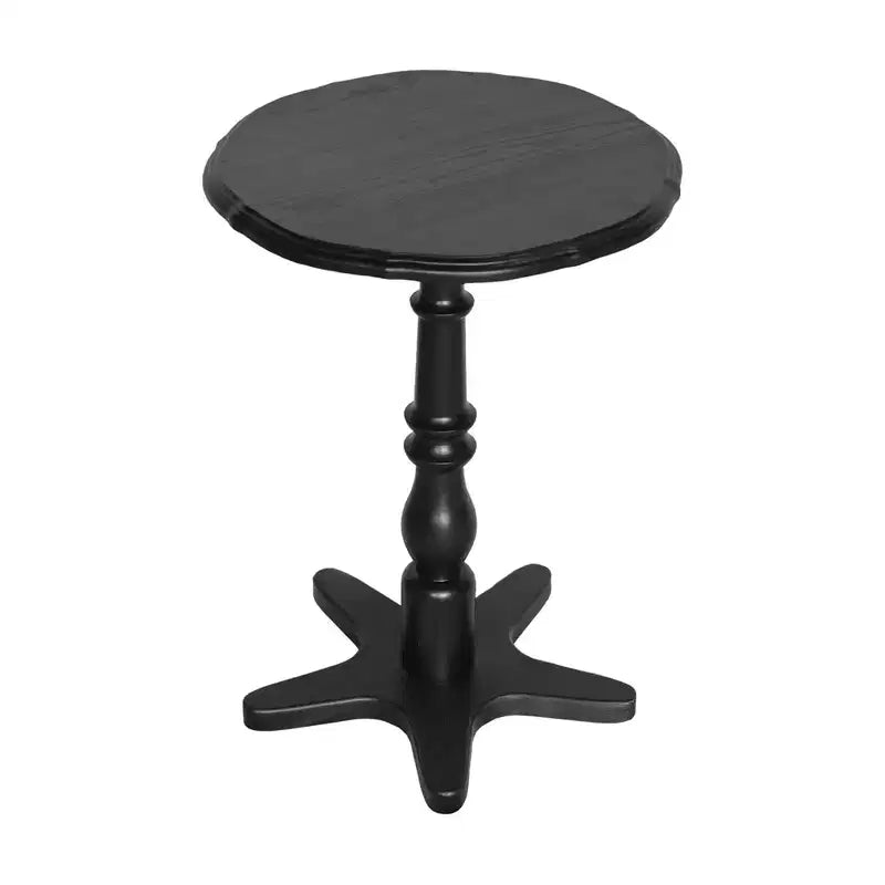 Tavolino rotondo vintage nero da 40 cm, tavolino da caffè con piedistallo in legno, comodino per soggiorno, camera da letto, ingresso