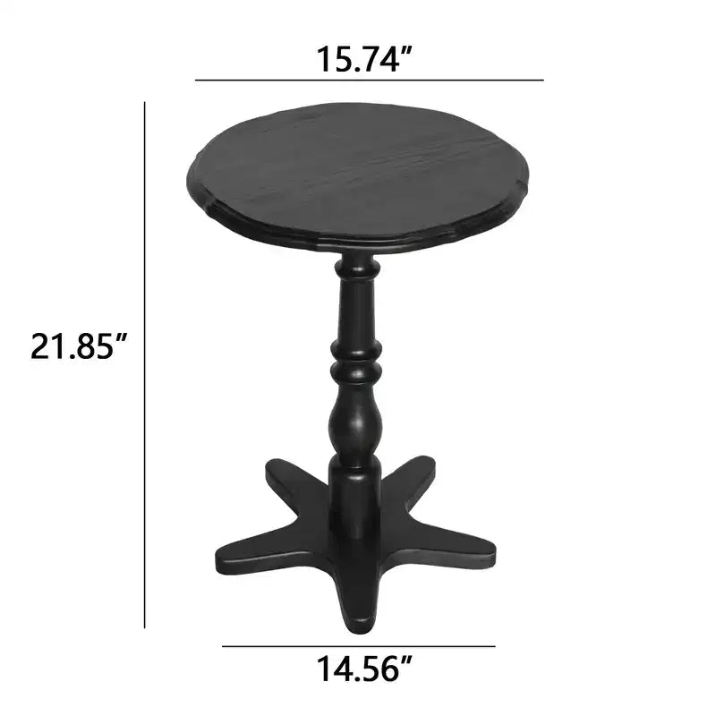 Tavolino rotondo vintage nero da 40 cm, tavolino da caffè con piedistallo in legno, comodino per soggiorno, camera da letto, ingresso
