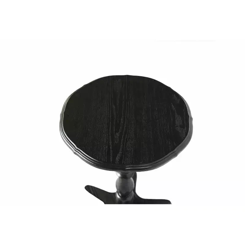 Tavolino rotondo vintage nero da 40 cm, tavolino da caffè con piedistallo in legno, comodino per soggiorno, camera da letto, ingresso